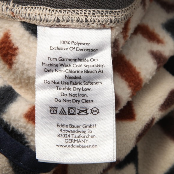 Eddie Bauer Fleece Pullover Mens XL Beige Aztec Print Quarter Snap Front Sweater - Picture 6 of 11